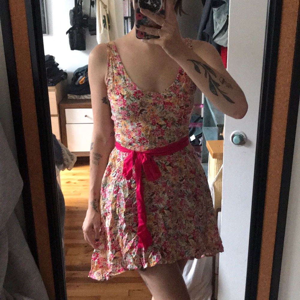 Vintage Floral Summer Asymmetrical Sun Dress